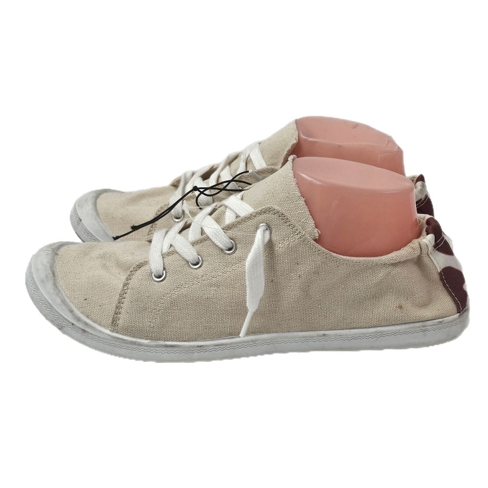 Olivia Miller Tayrona Canvas Slip On Sneaker Beige Cow Heel 10